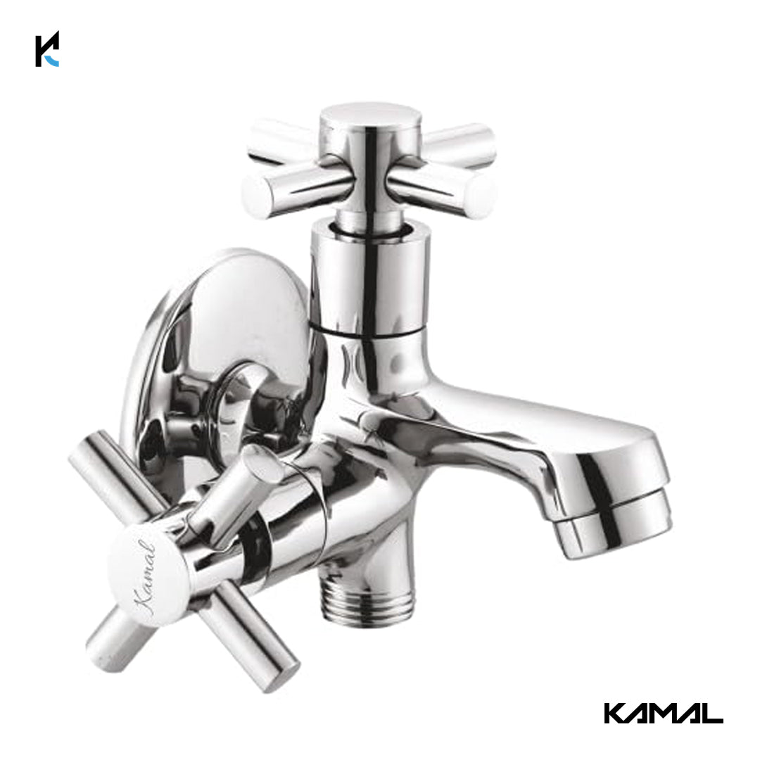Cross Two Way Bib Tap (Full Brass) - by Kamal - Cross - Kamal Bathware