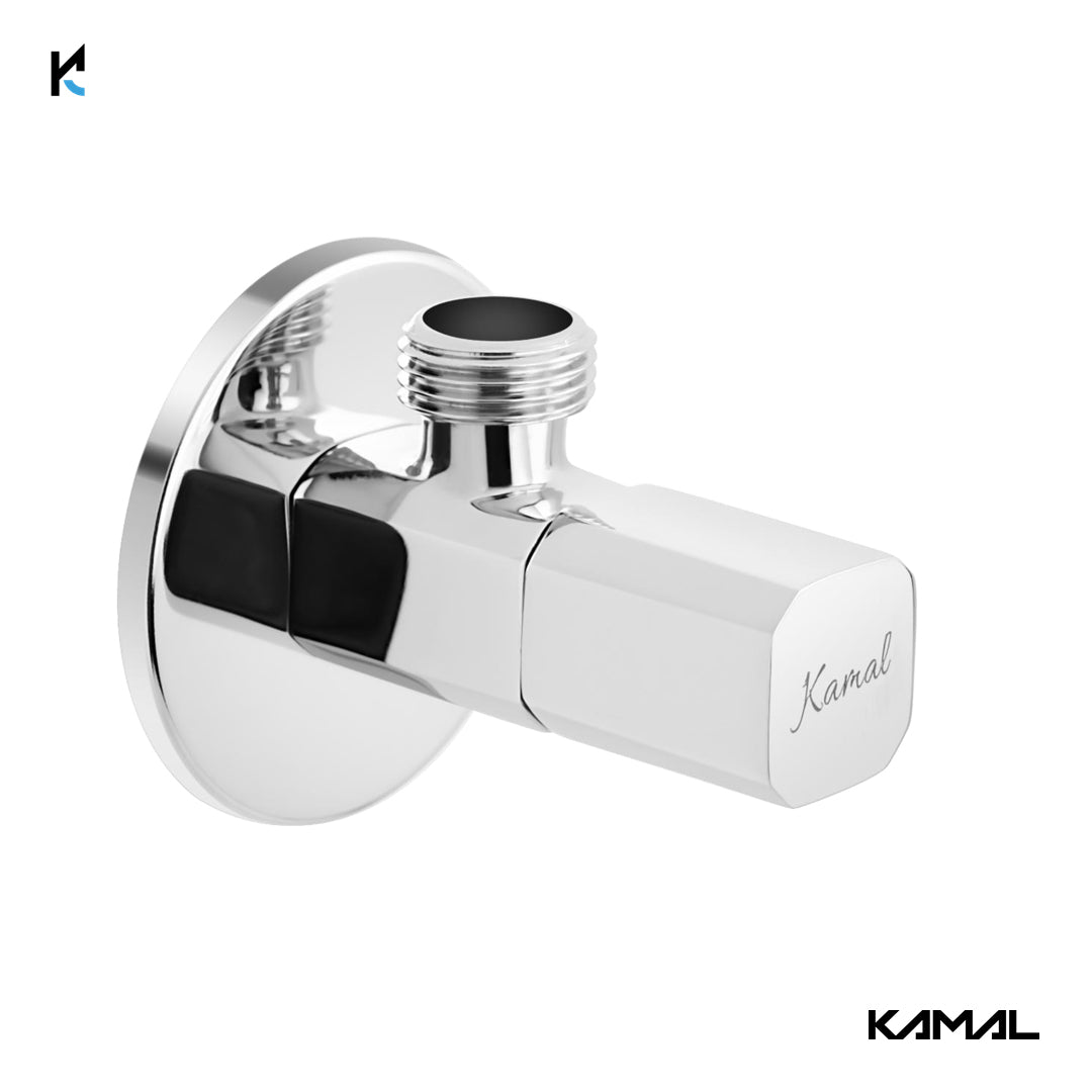 Cruz Premium Full Brass Angle Cock with Wall Flange (Full Brass) - by Kamal - Kamal Bathware