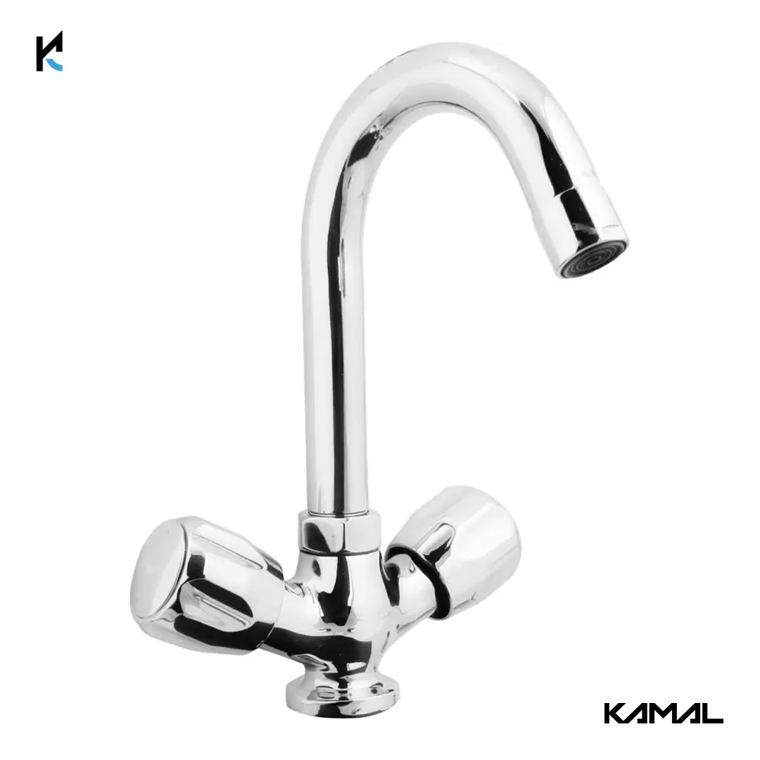 Crystal Centre Hole Basin Mixer (Full Brass) - by Kamal - Crystal - Kamal Bathware