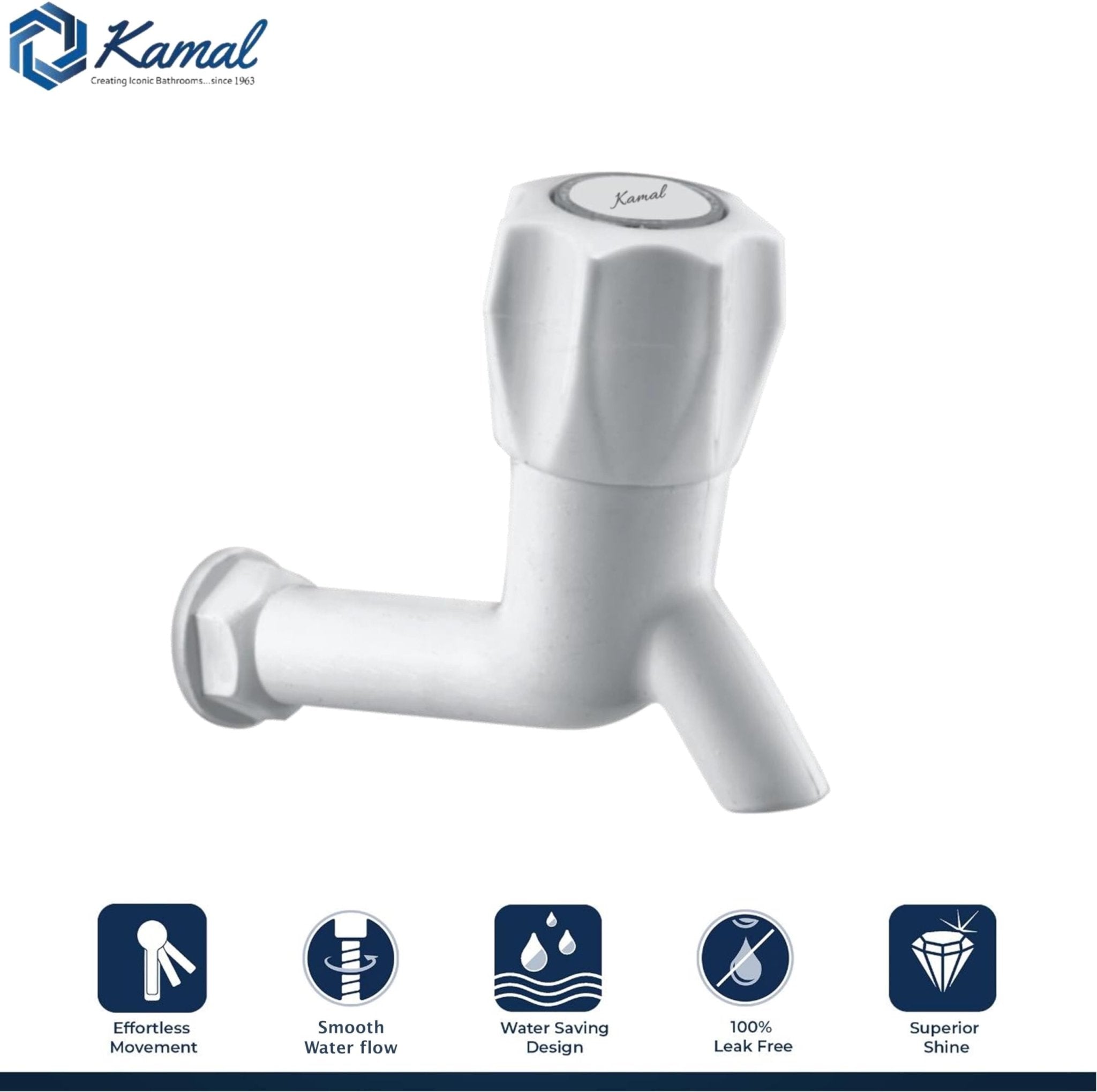 Crystal Long Body Bib Tap (PTMT Plastic) - by Kamal - Kamal Bathware