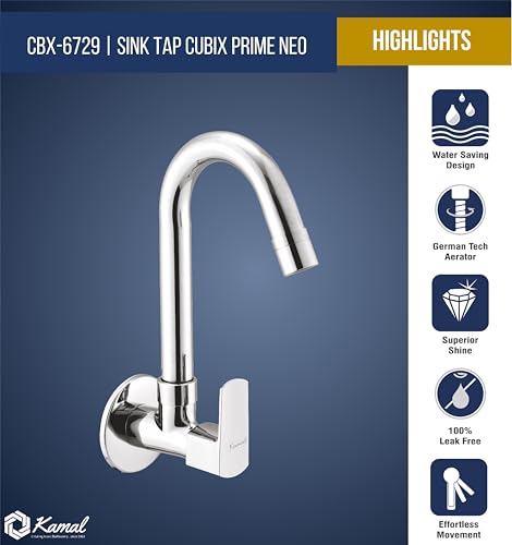 Cubix Prime Neo Sink Tap (Full Brass) - by Kamal - Cubix Prime - Kamal Bathware