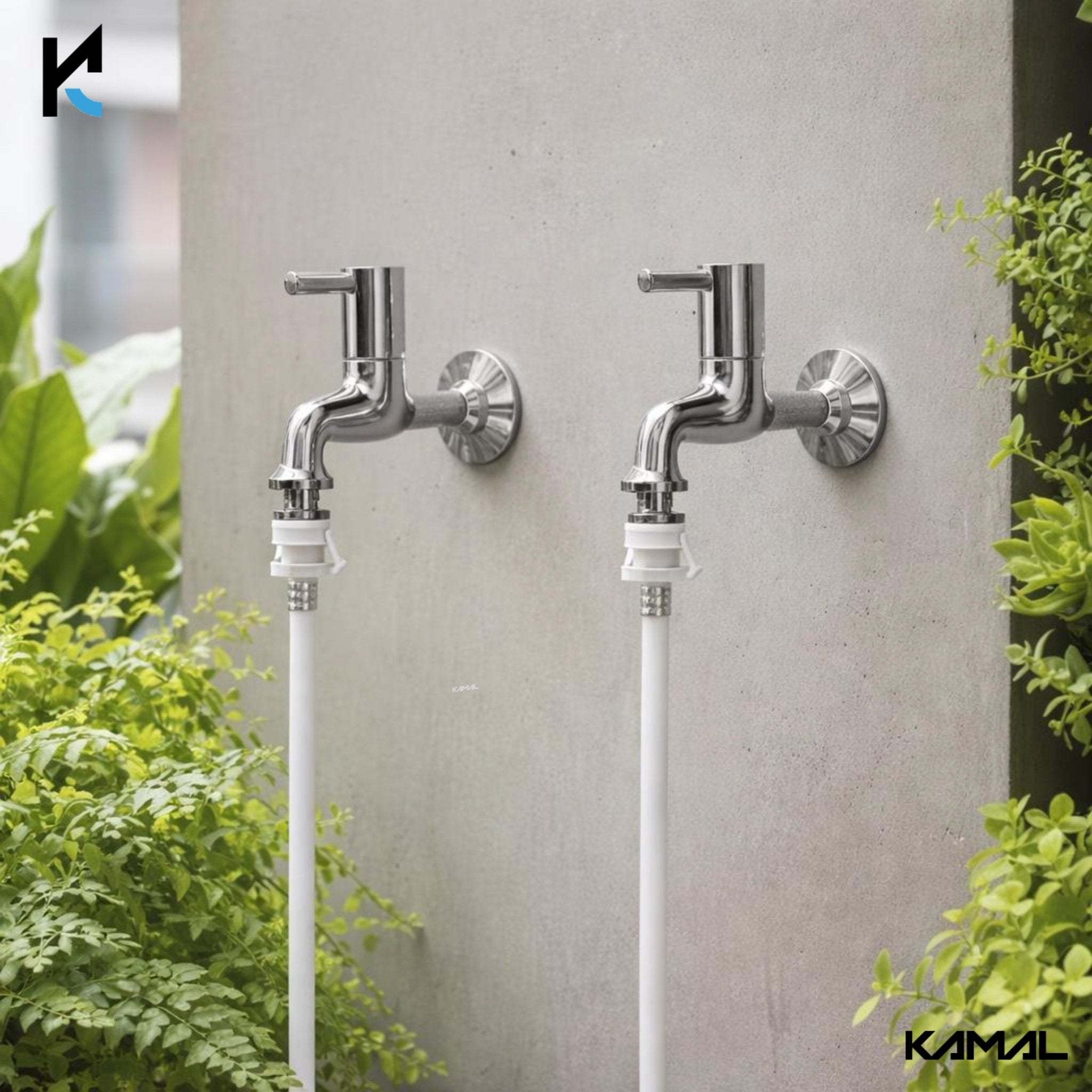 Dixy Washing Machine Bib Tap Faucet with Wall Flange (Full Brass) - by Kamal - Dixy - Kamal Bathware