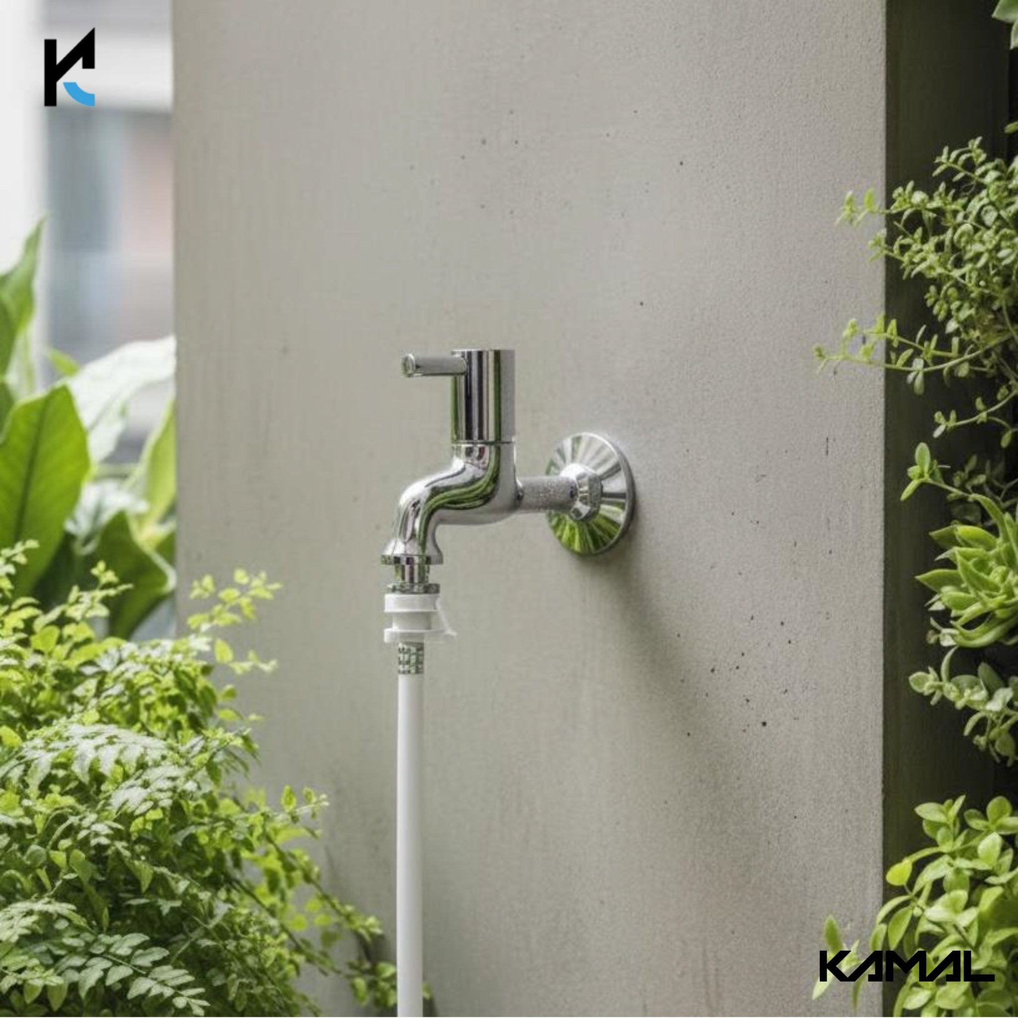 Dixy Washing Machine Bib Tap Faucet with Wall Flange (Full Brass) - by Kamal - Dixy - Kamal Bathware
