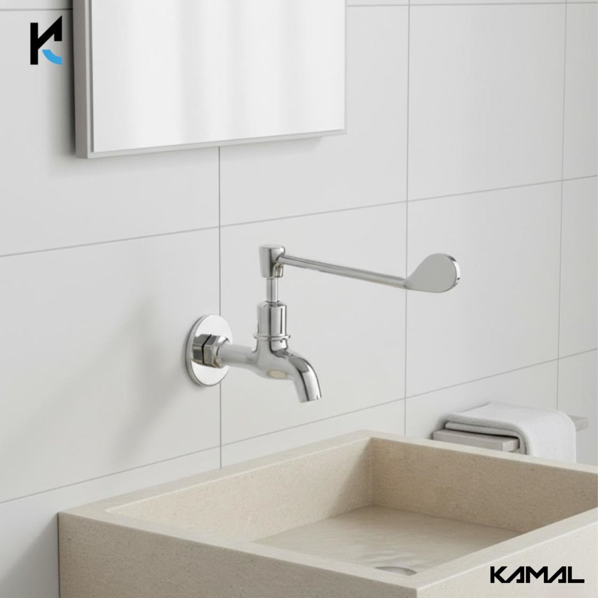 Eco Elbow Action Bib Tap Faucet (Full Brass) - by Kamal - Elbow Action - Kamal Bathware