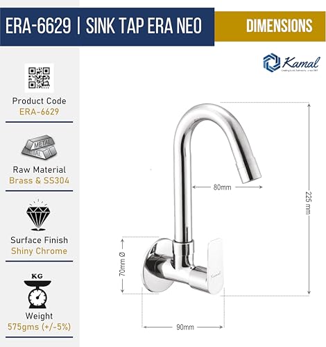 Era Neo Sink Tap (Full Brass) - by Kamal - Era - Kamal Bathware