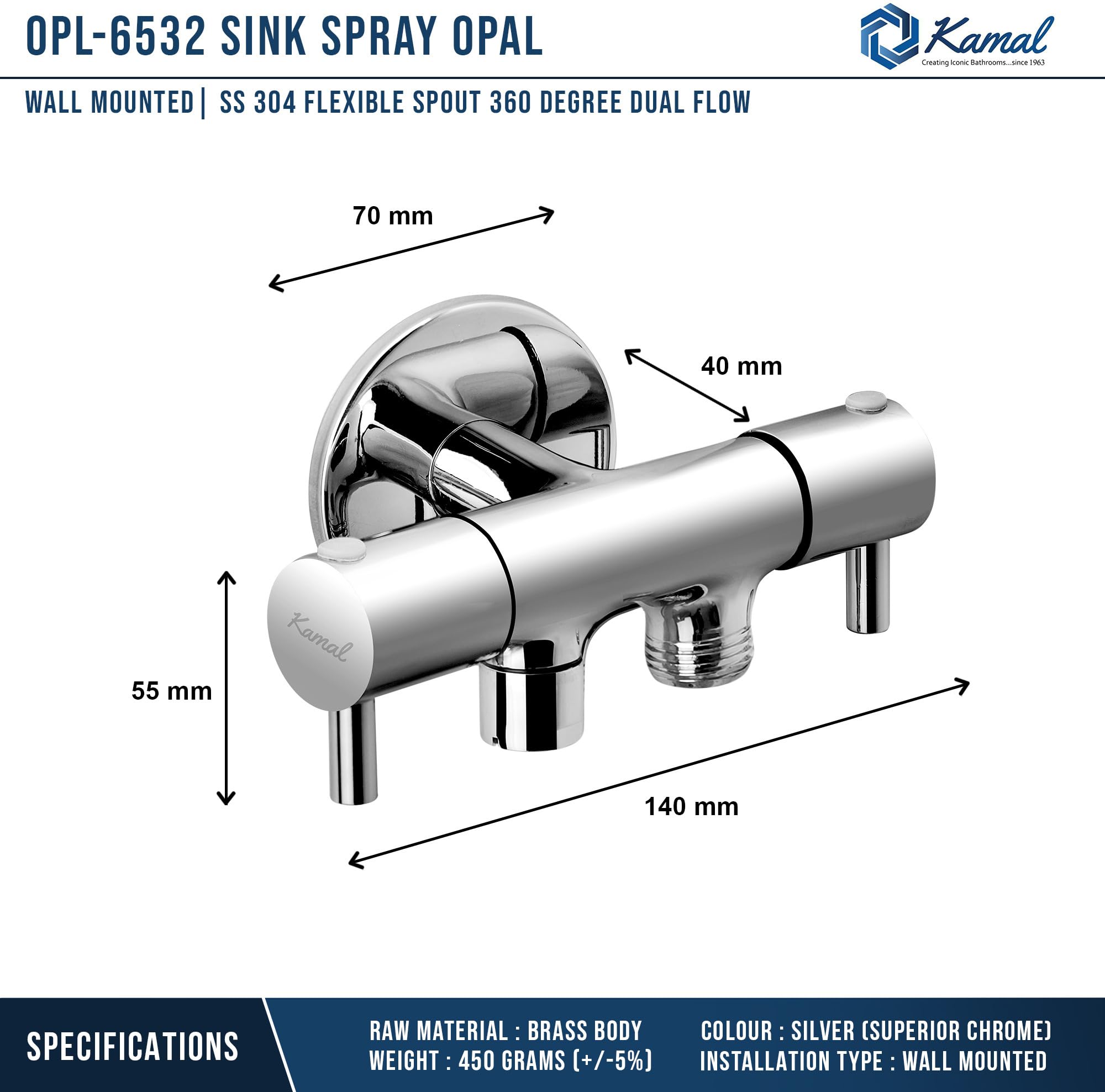Ertiga Two Way Bib Tap (Full Brass) - by Kamal - Kamal Bathware
