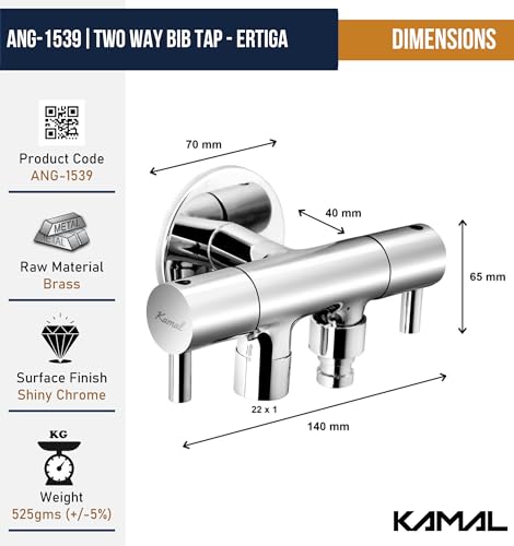 Ertiga Two Way Bib Tap (Full Brass) - by Kamal - Ertiga - Kamal Bathware