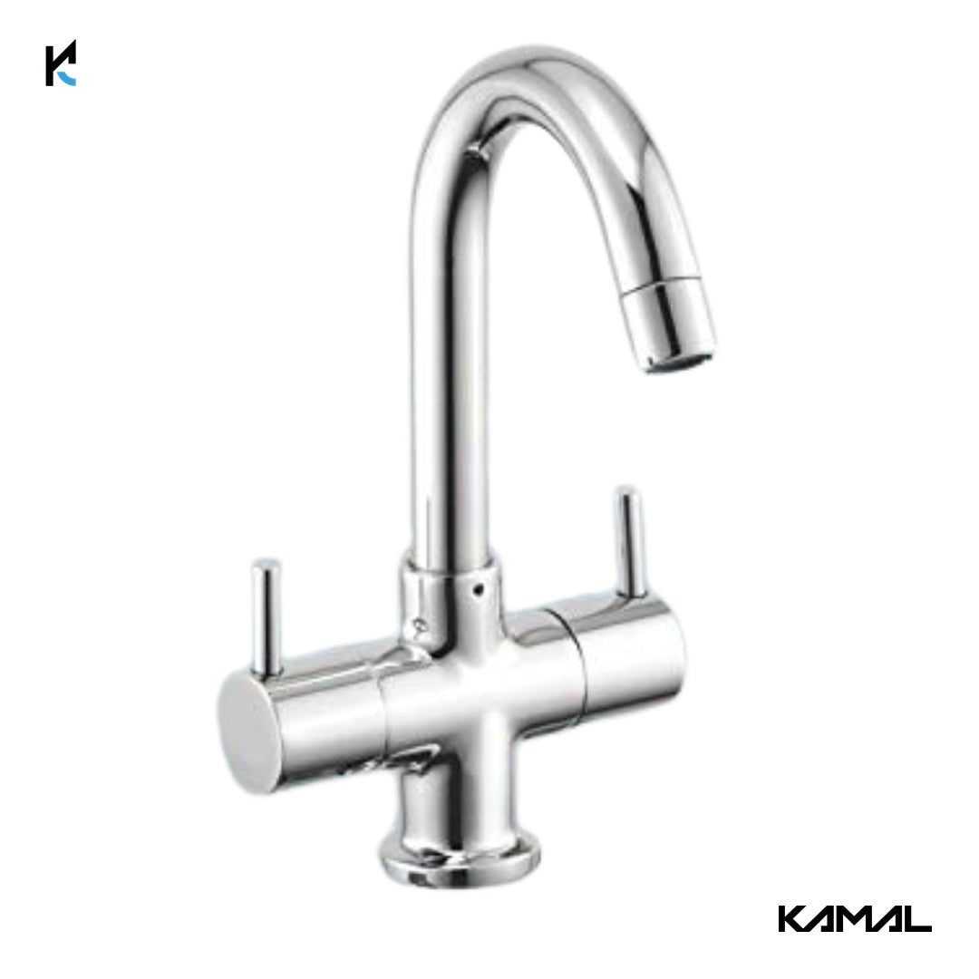 Flora Center Hole Basin Mixer (Full Brass) - by Kamal - Flora - Kamal Bathware