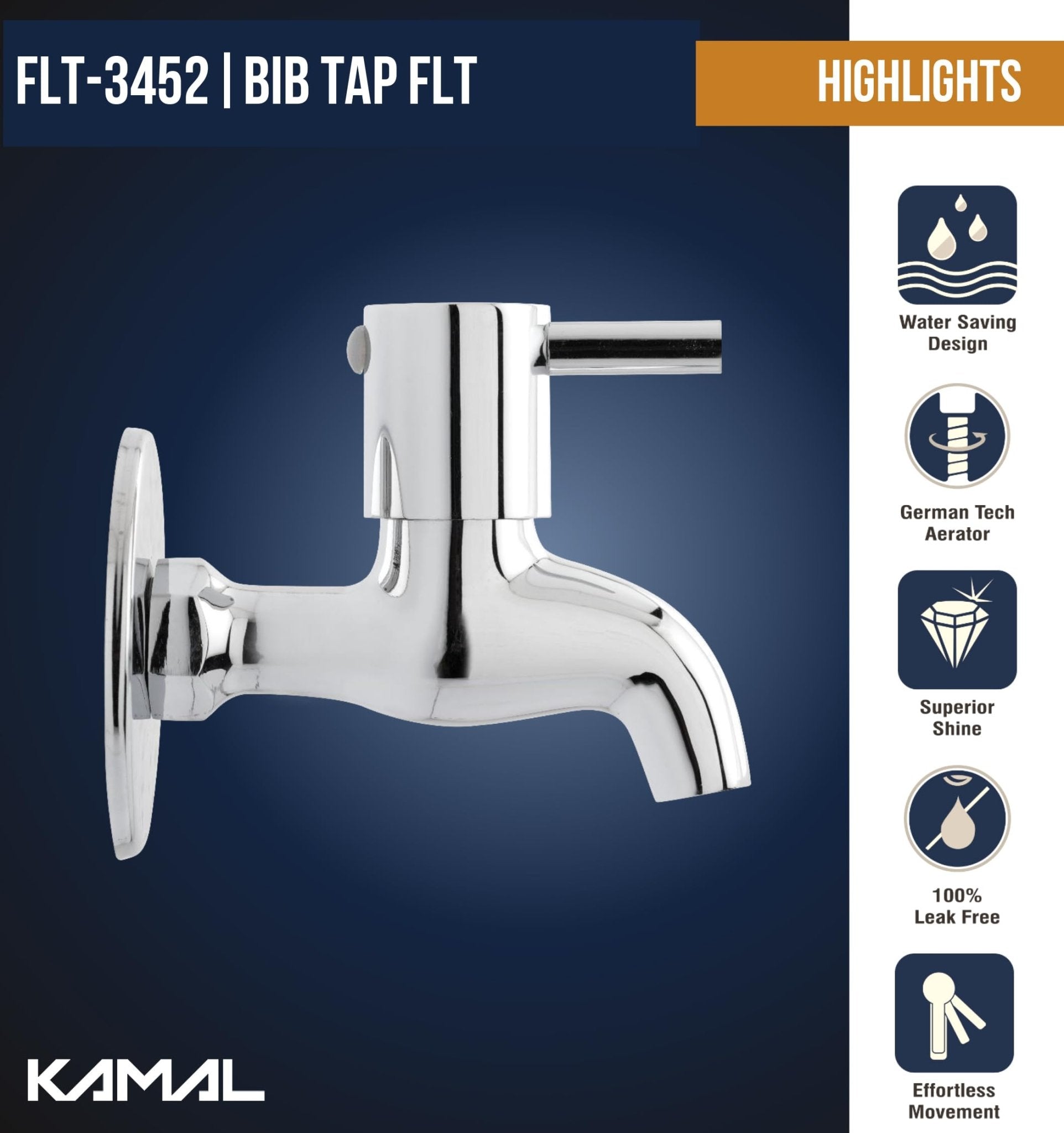 FLT Bib Tap (Full Brass) - by Kamal - Kamal Bathware
