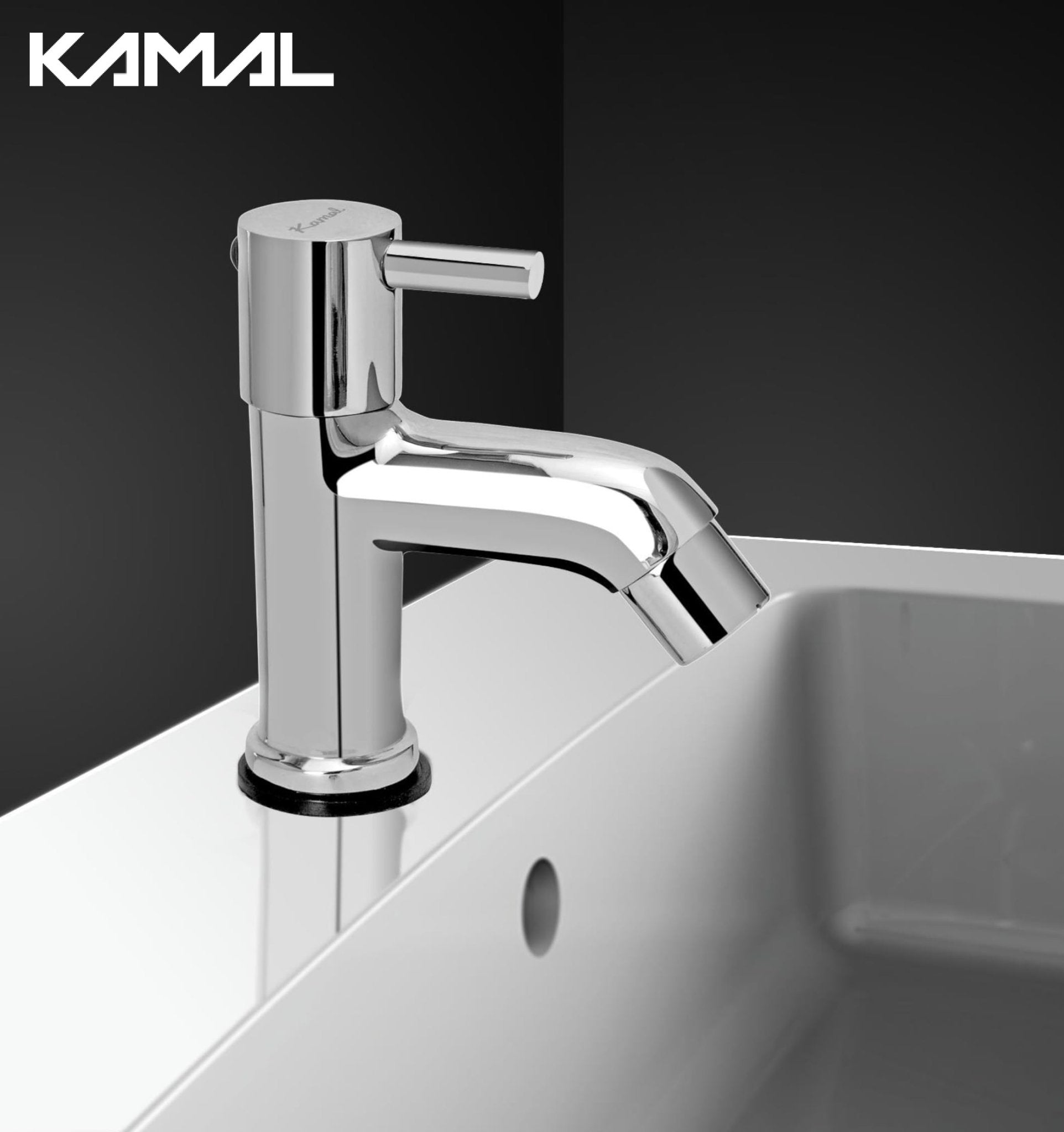 FLT Full Brass Basin Pillar Tap (Full Brass) - by Kamal - Kamal Bathware