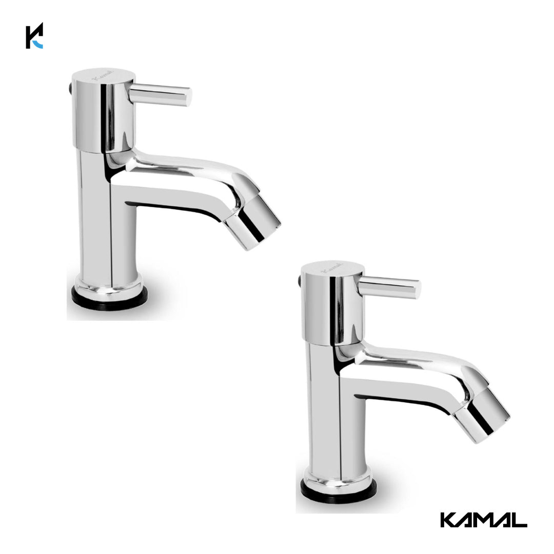 FLT Full Brass Basin Pillar Tap (Full Brass) - by Kamal - Kamal Bathware