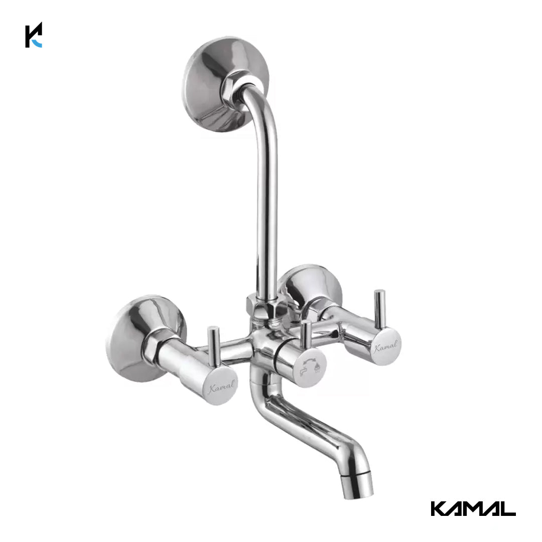 FLT Prime Novo Wall Mixer with L Bend Pipe (Full Brass) - by Kamal - FLT - Kamal Bathware