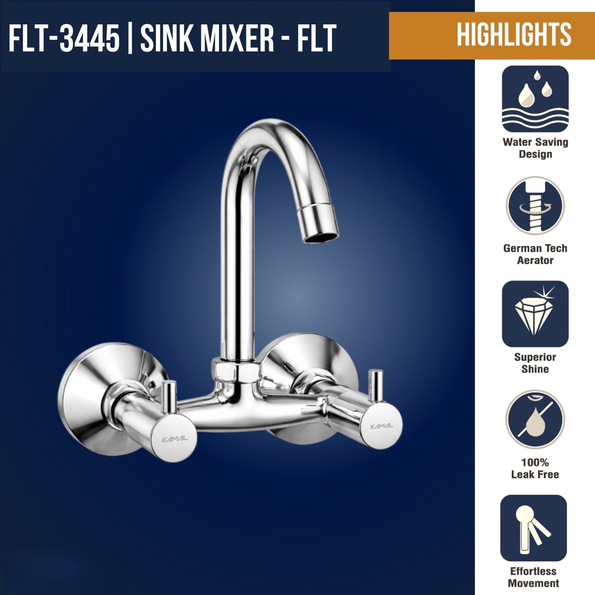 FLT Sink Mixer (Full Brass) - by Kamal - FLT - Kamal Bathware