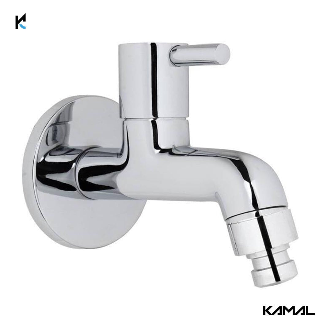 FLT Washing Machine Bib Tap with Wall Flange (Full Brass) - by Kamal - Kamal Bathware