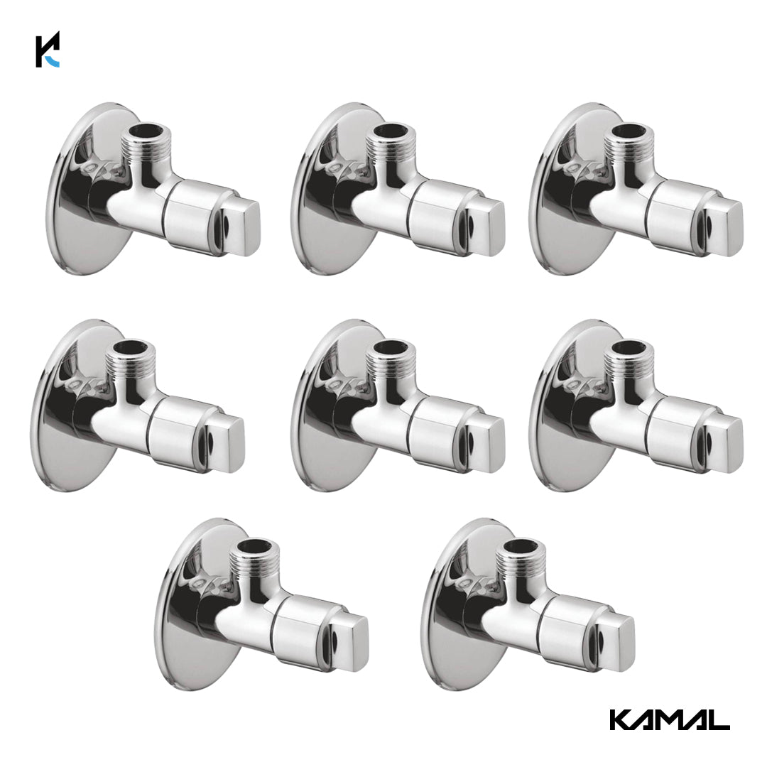 Flute Angle Valve with Wall Flange (Full Brass) - by Kamal - Kamal Bathware