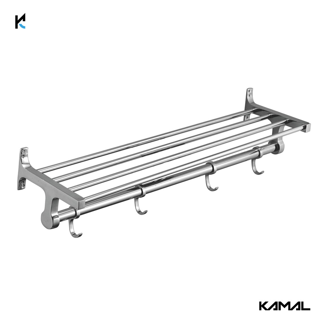 Full Brass Large Towel Rack for Bathroom/Towel Holder/Towel Stand (4+1) - by Kamal - Medium - Kamal Bathware