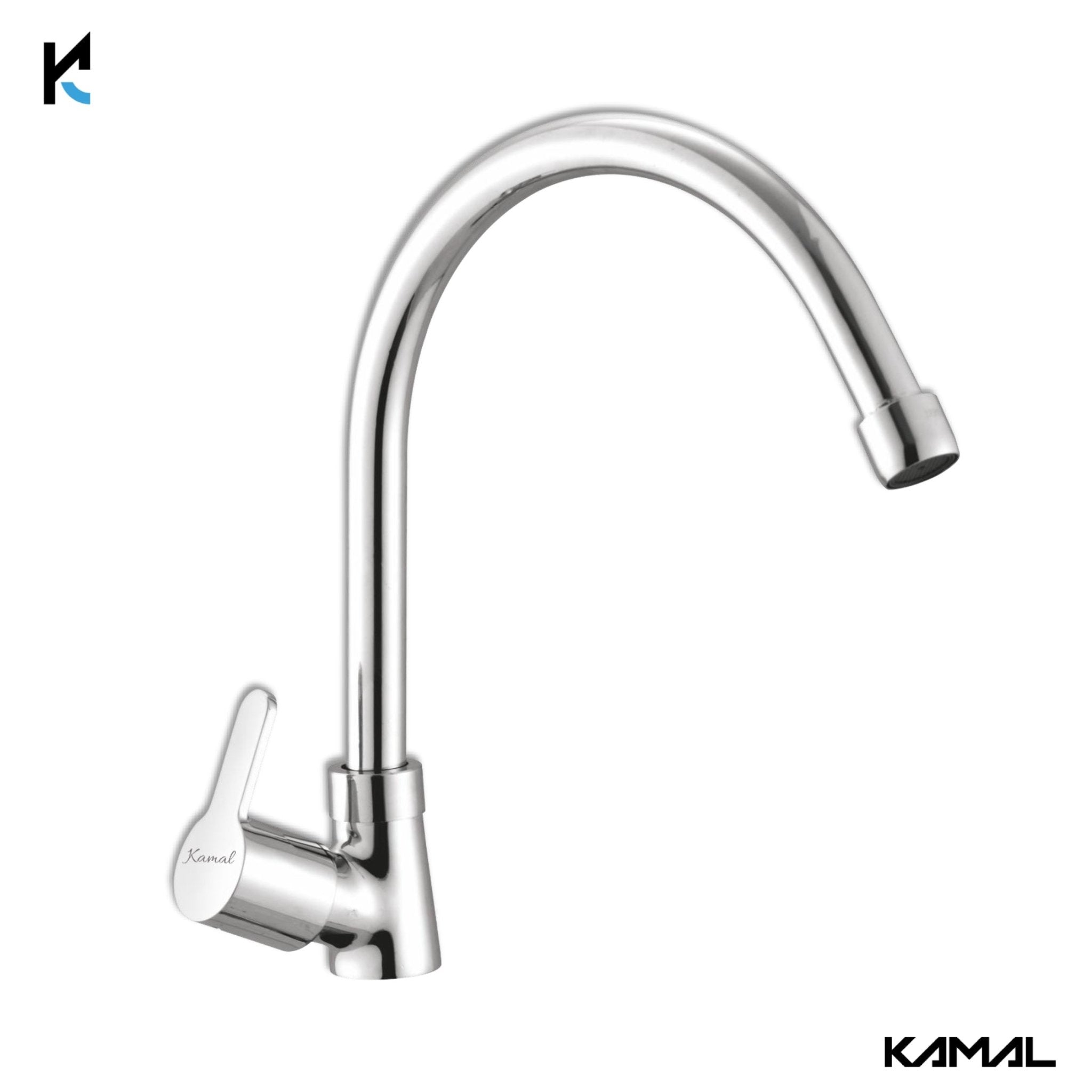 Fusion C - Bend Spout Gosseneck Sink Faucet (Full Brass) - by Kamal - Fusion - Kamal Bathware