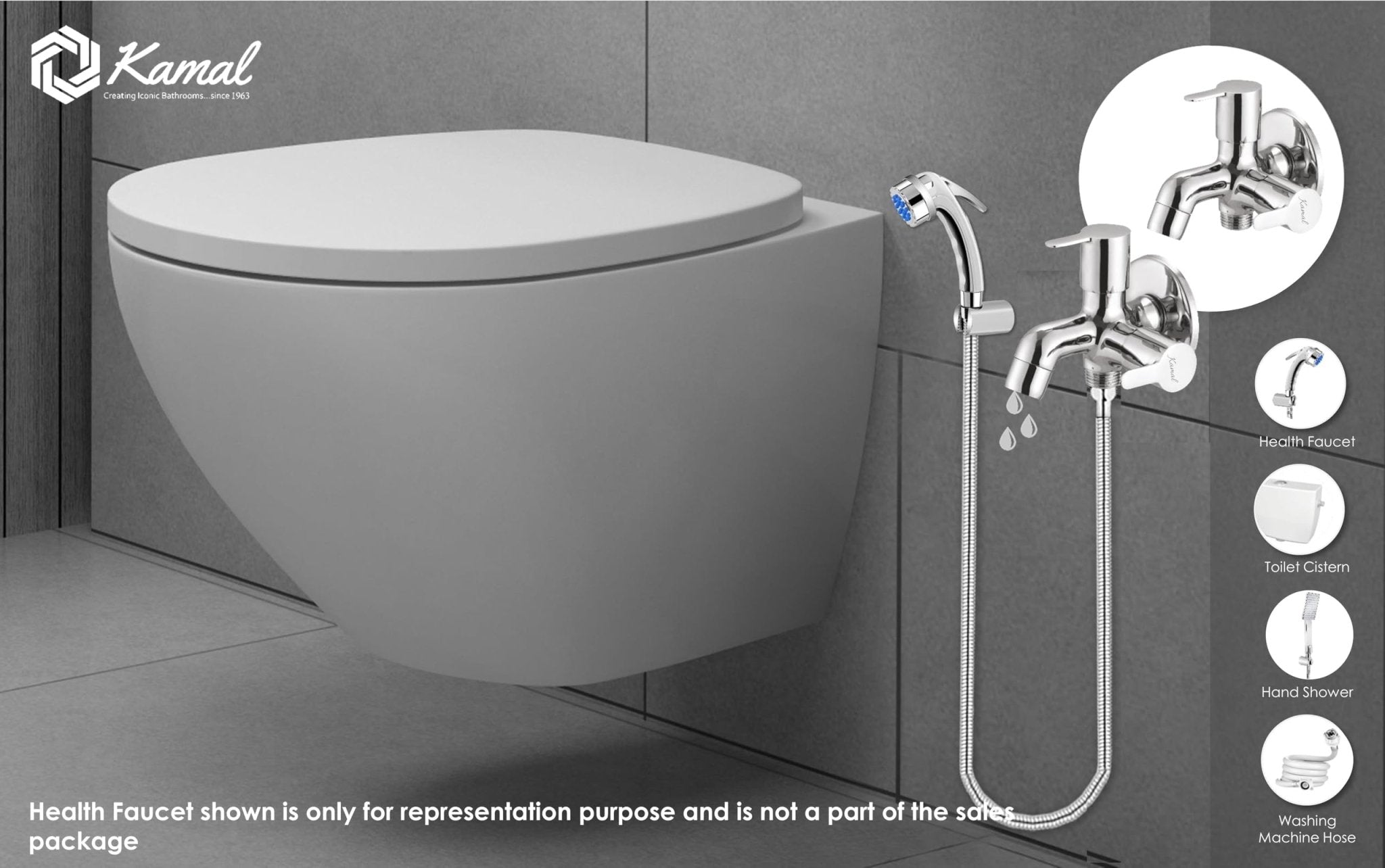 Fusion Prime Novo Two Way Bib Tap (Full Brass) - by Kamal - Fusion Prime Novo - Kamal Bathware