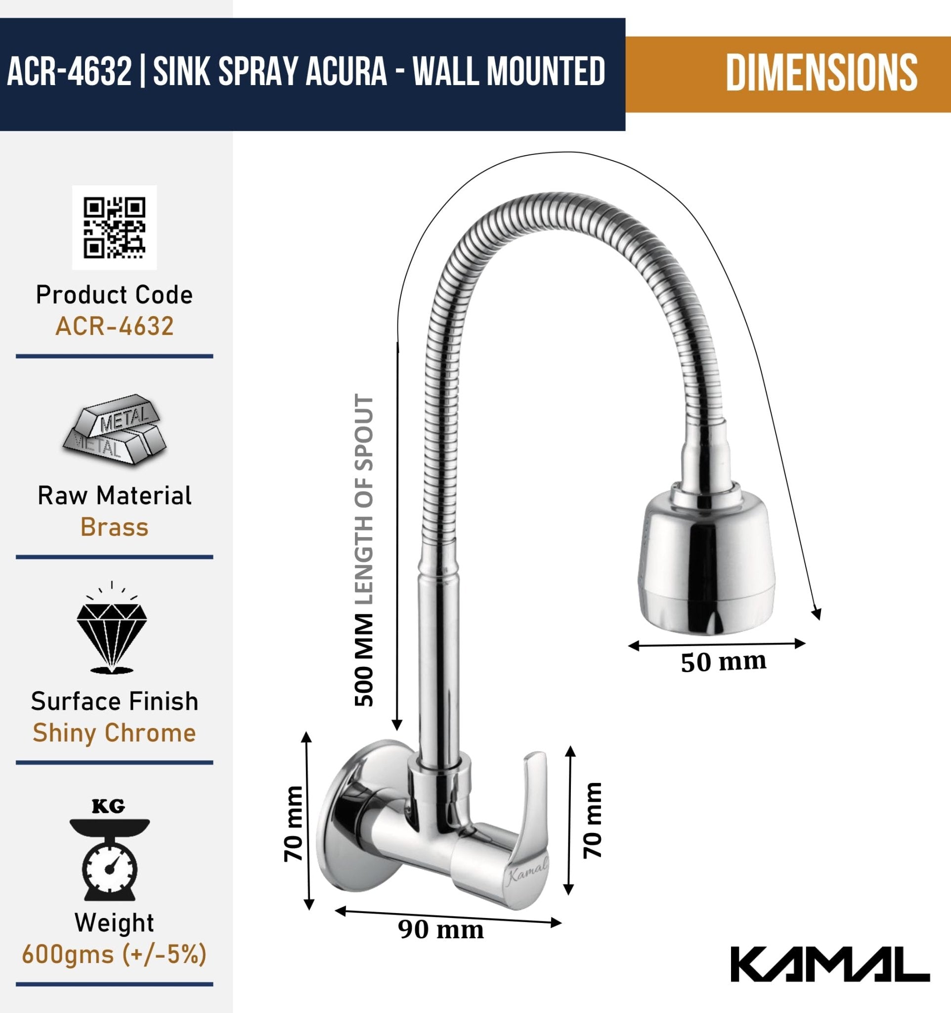 Fusion Sink Tap (Brass & SS Steel) - by Kamal - Fusion - Kamal Bathware