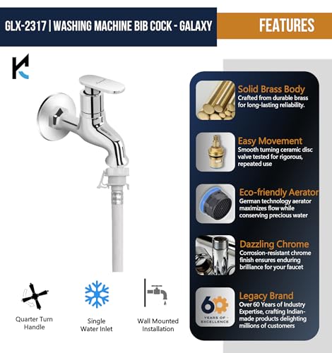 Galaxy Washing Machine Bib Tap (Full Brass) - by Kamal - Kamal Bathware