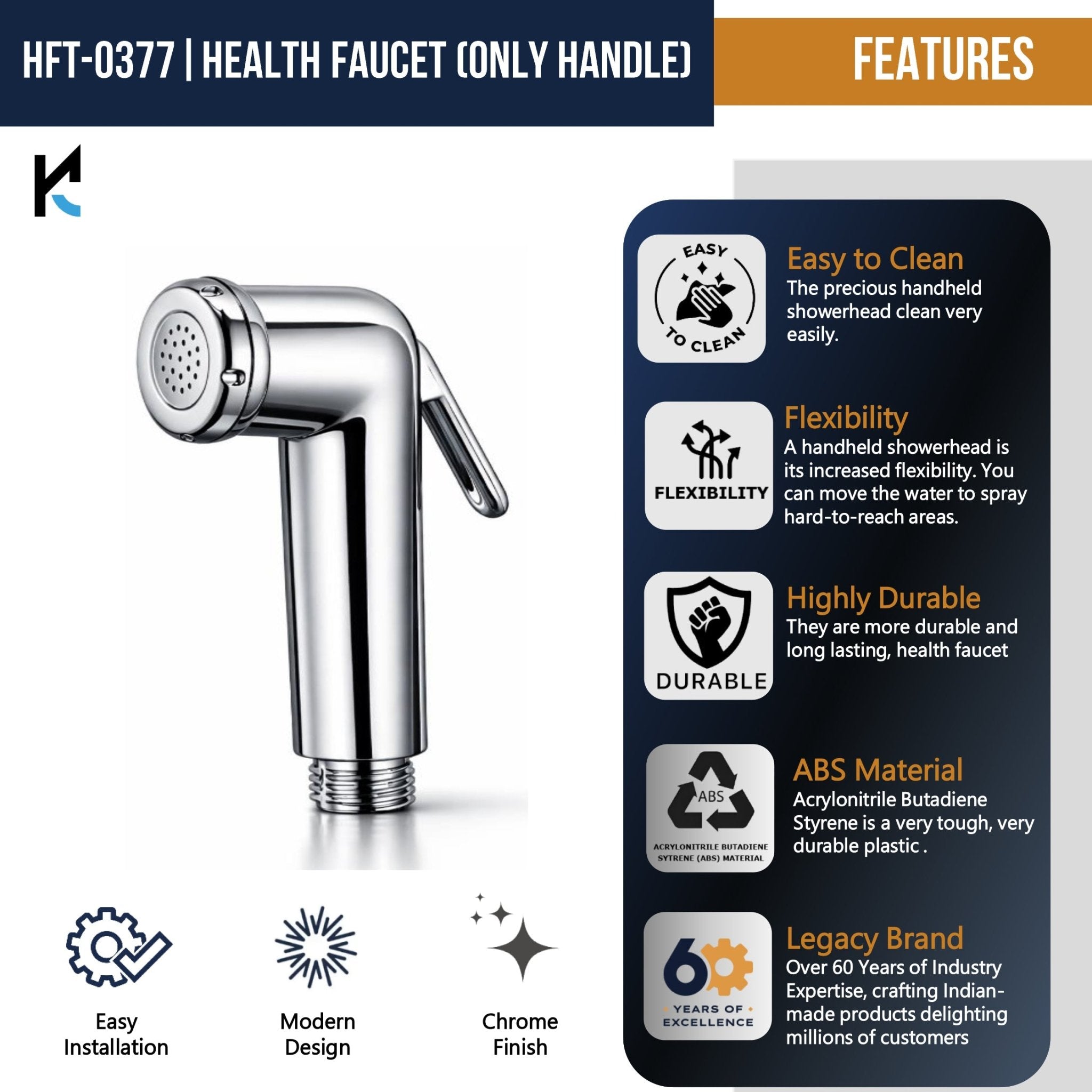 Health Faucet Gun – Premium ABS Jet Spray (Only Gun, No Hose & Hook) Faucet Set - by Kamal - Kamal Bathware