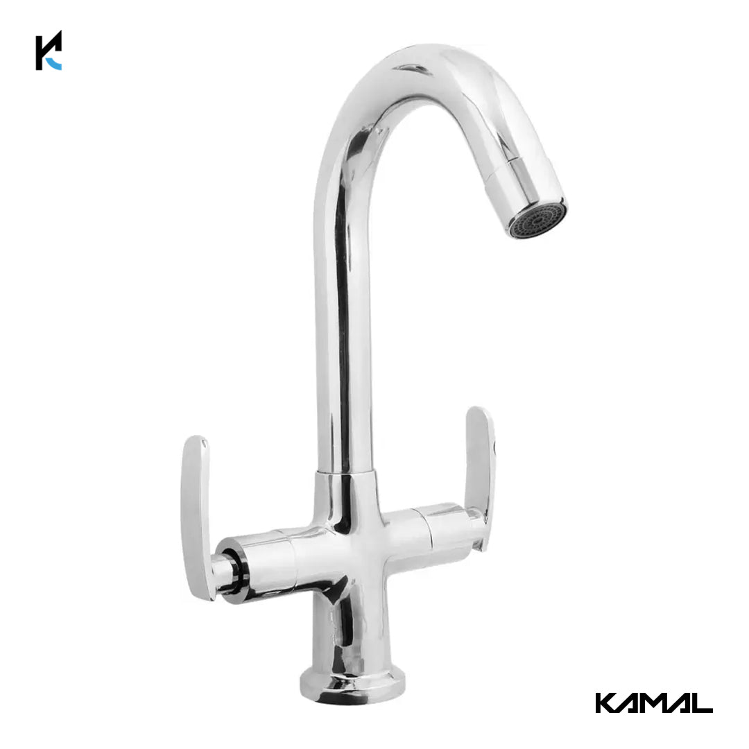 Irene Basin Mixer (Full Brass) - by Kamal - Irene - Kamal Bathware