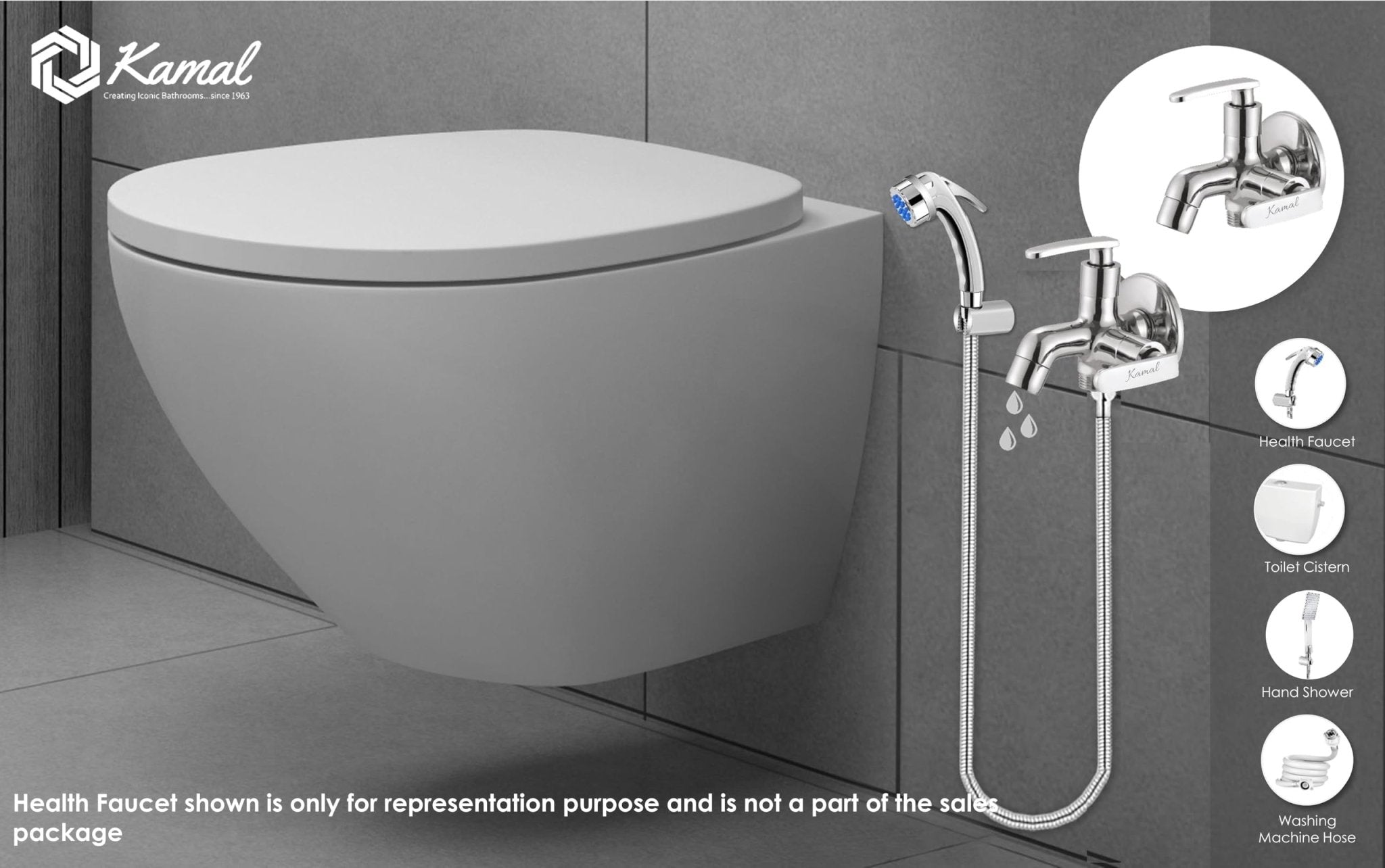 Irene Prime Novo Two Way Bib Tap (Full Brass)- by Kamal - Kamal Bathware