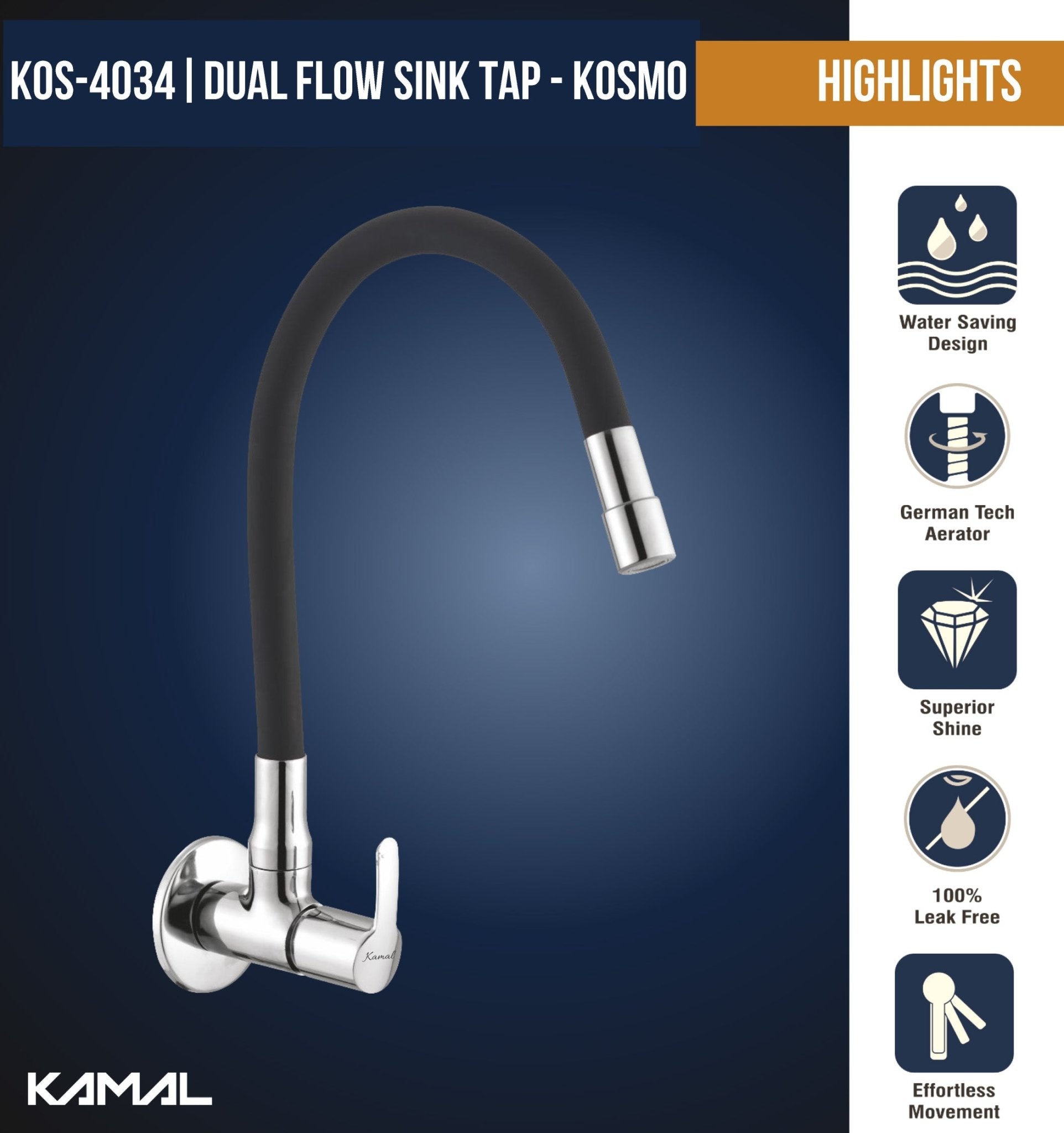 Kosmo Dual Flow Sink Tap – by Kamal - Kosmo - Kamal Bathware