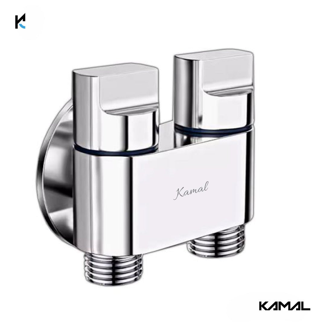 Nero Two Way Angle Valve (Full Brass) - by Kamal - Nero - Kamal Bathware