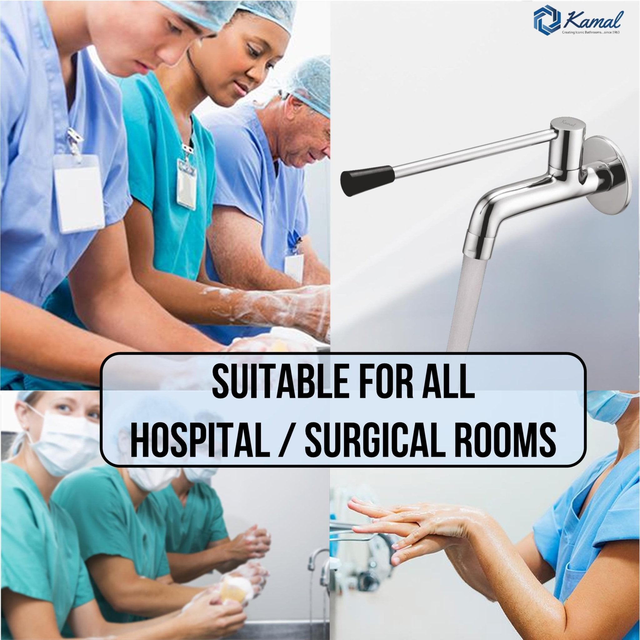 Nova Elbow Action Long Body Bib Tap (Full Brass) - by Kamal - Kamal Bathware