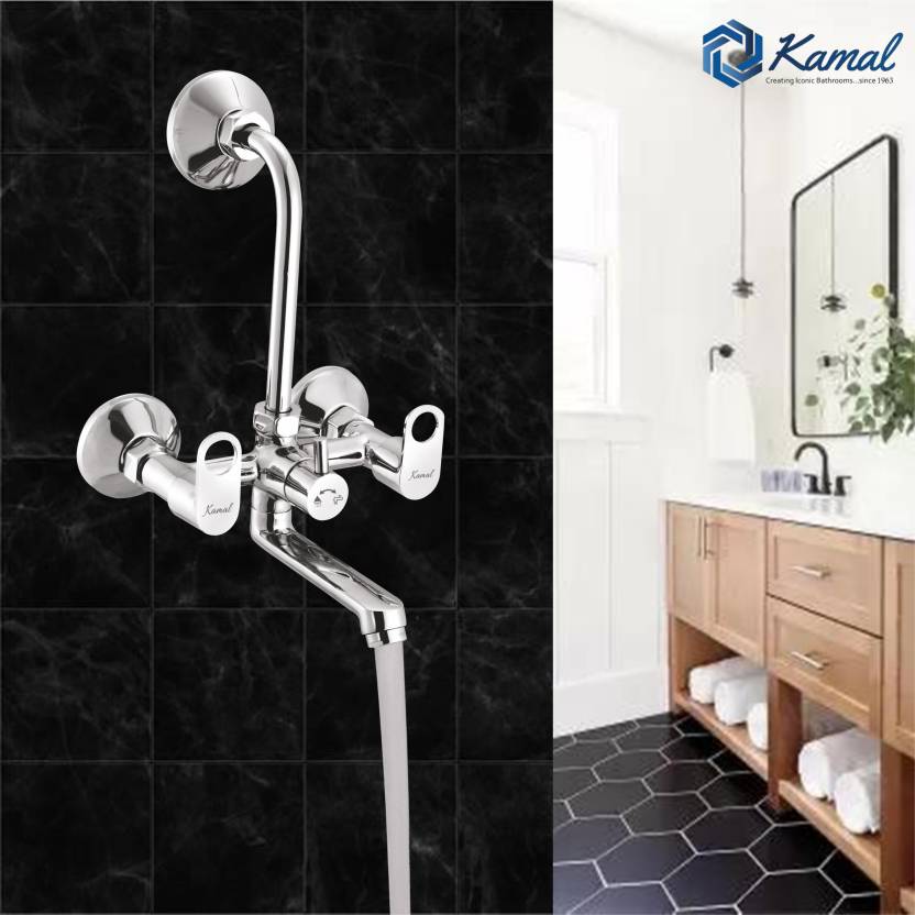 Onyx Eco Wall Mixer with L bend (Full Brass) - by Kamal - Onyx - Kamal Bathware