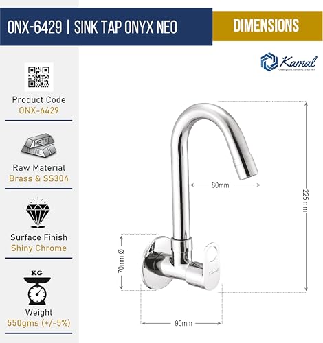 Onyx Neo Sink Tap (Full Brass) - by Kamal - Onyx - Kamal Bathware
