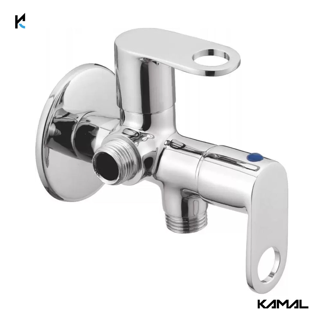 Onyx Two in One Angle Valve with Wall Flange (Full Brass) - by Kamal - Onyx - Kamal Bathware