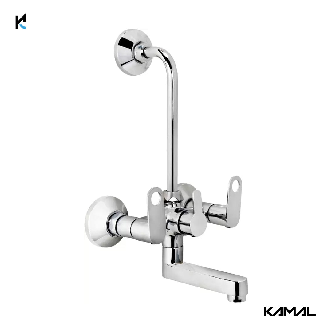 Onyx Wall Mixer with L bend Pipe (Full Brass) - by Kamal - Kamal Bathware