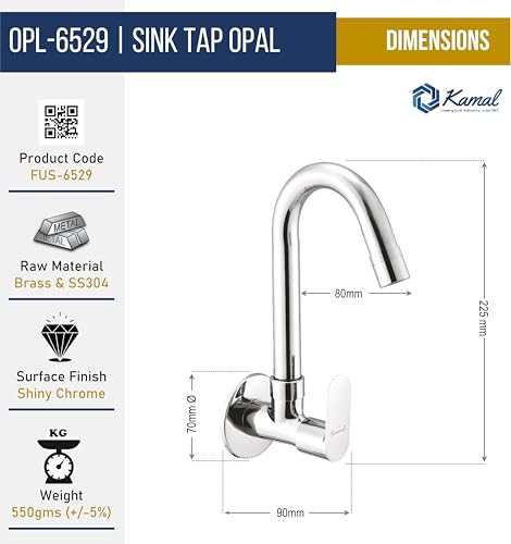 Opal Neo Sink Tap (Full Brass) - by Kamal - Opal Neo - Kamal Bathware
