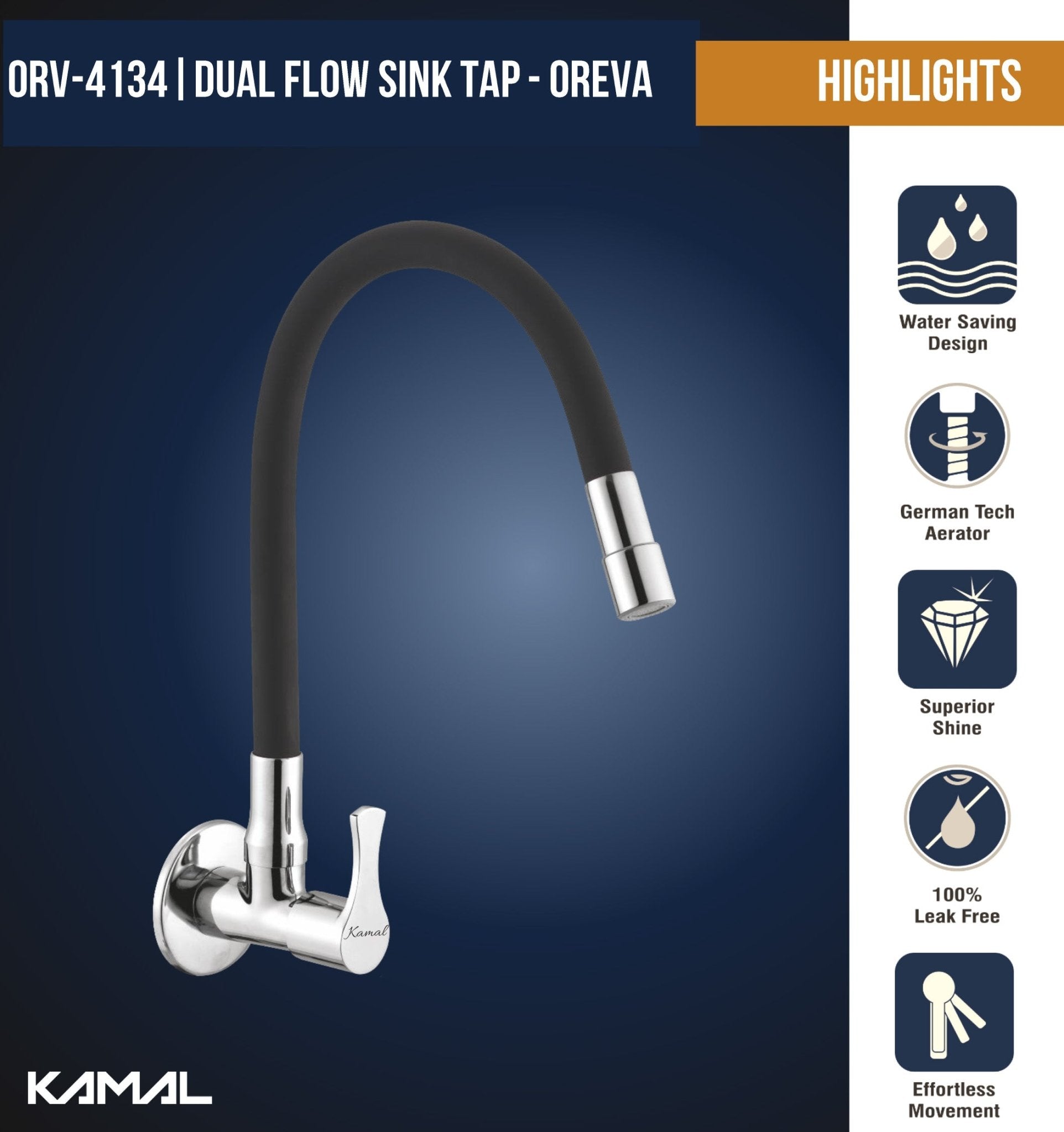 Oreva Dual Flow Sink Tap – by Kamal - Oreva - Kamal Bathware