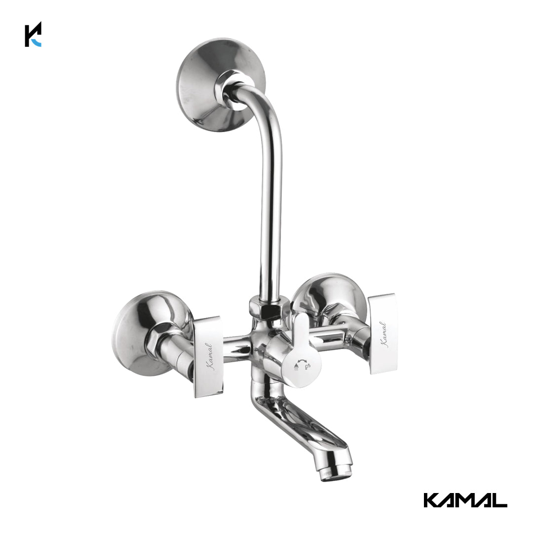 Orion Eco Wall Mixer Tap with Long L Bend Pipe (Full Brass) - by Kamal - Kamal Bathware
