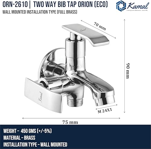 Orion Two Way Bib Tap (Full Brass) - by Kamal - Orion - Kamal Bathware