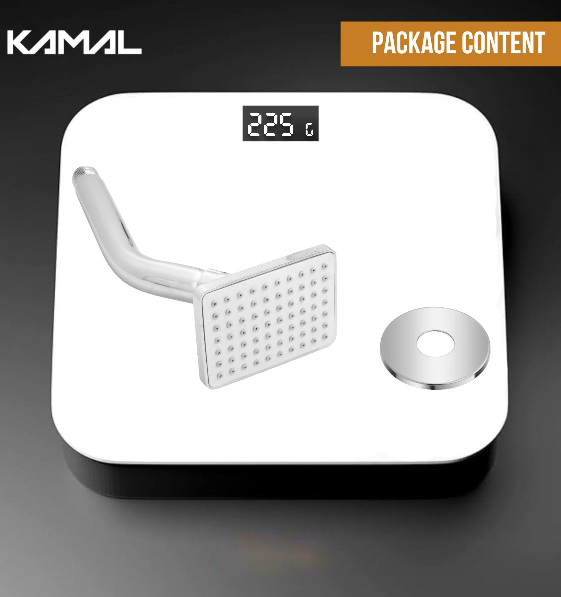 Overhead Sail Shower with 8 Inch Shower Arm - Kamal Bathware