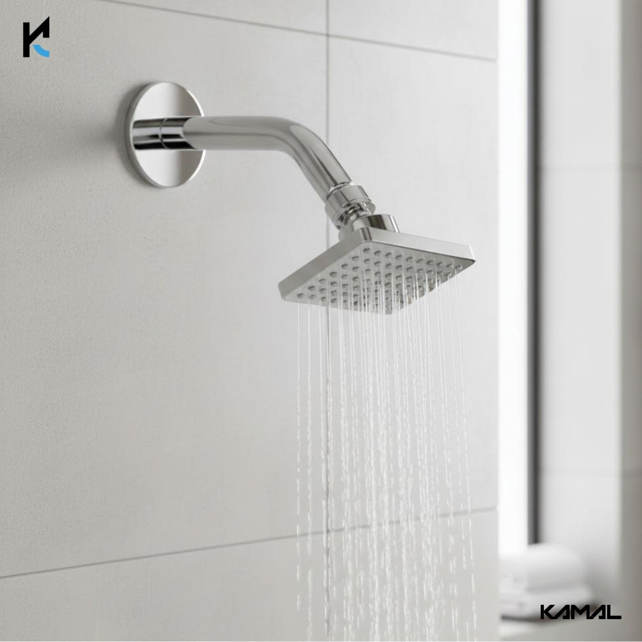 Overhead Sail Shower with 8 Inch Shower Arm - Sail - Kamal Bathware