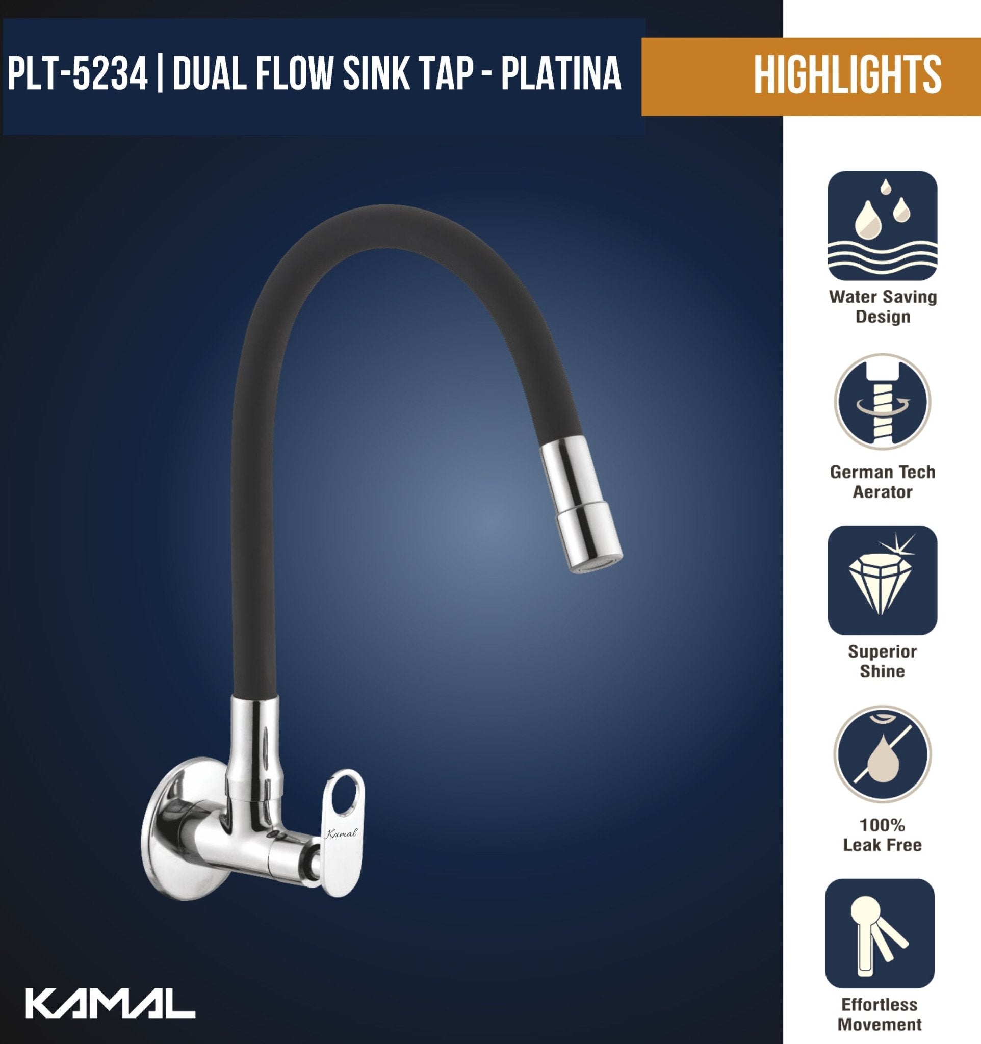 Platina Dual Flow Sink Tap – by Kamal - Platina - Kamal Bathware