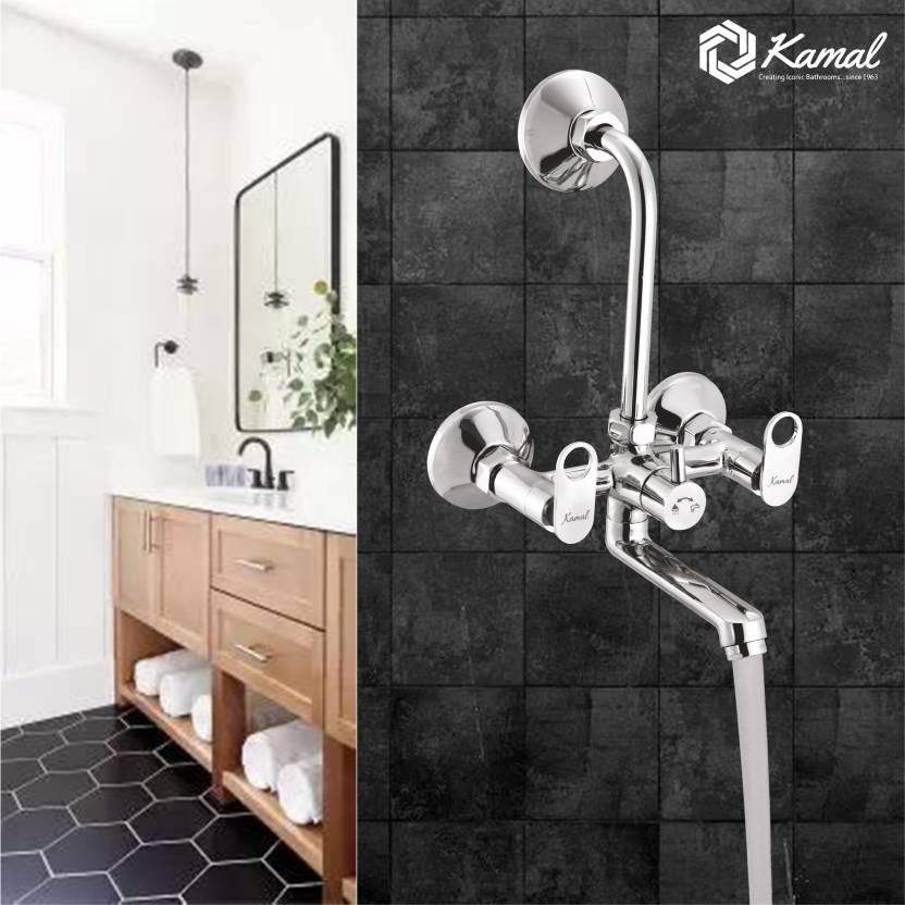 Platina Eco Wall Mixer with L bend Pipe (Full Brass) - by Kamal - Platina - Kamal Bathware