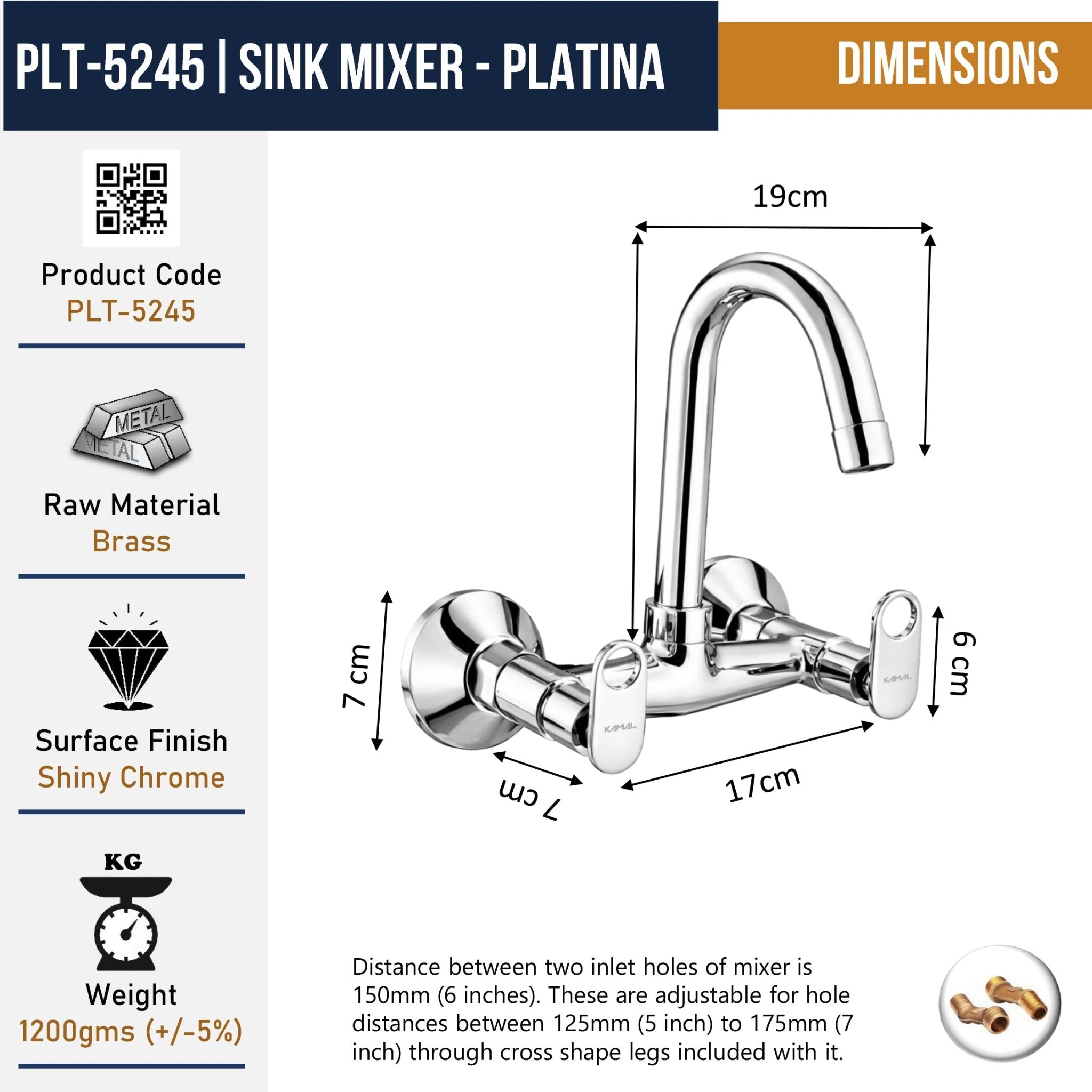 Platina Sink Mixer Brass Faucet (Full Brass) - by Kamal - Platina - Kamal Bathware
