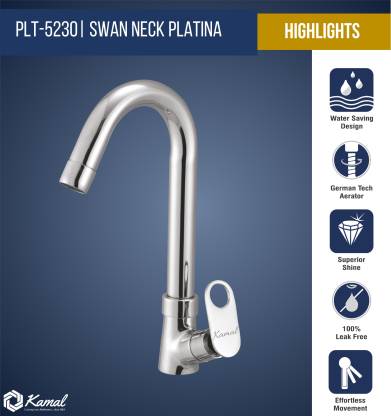 Platina Swan Neck (Full Brass) - by Kamal - Platina - Kamal Bathware