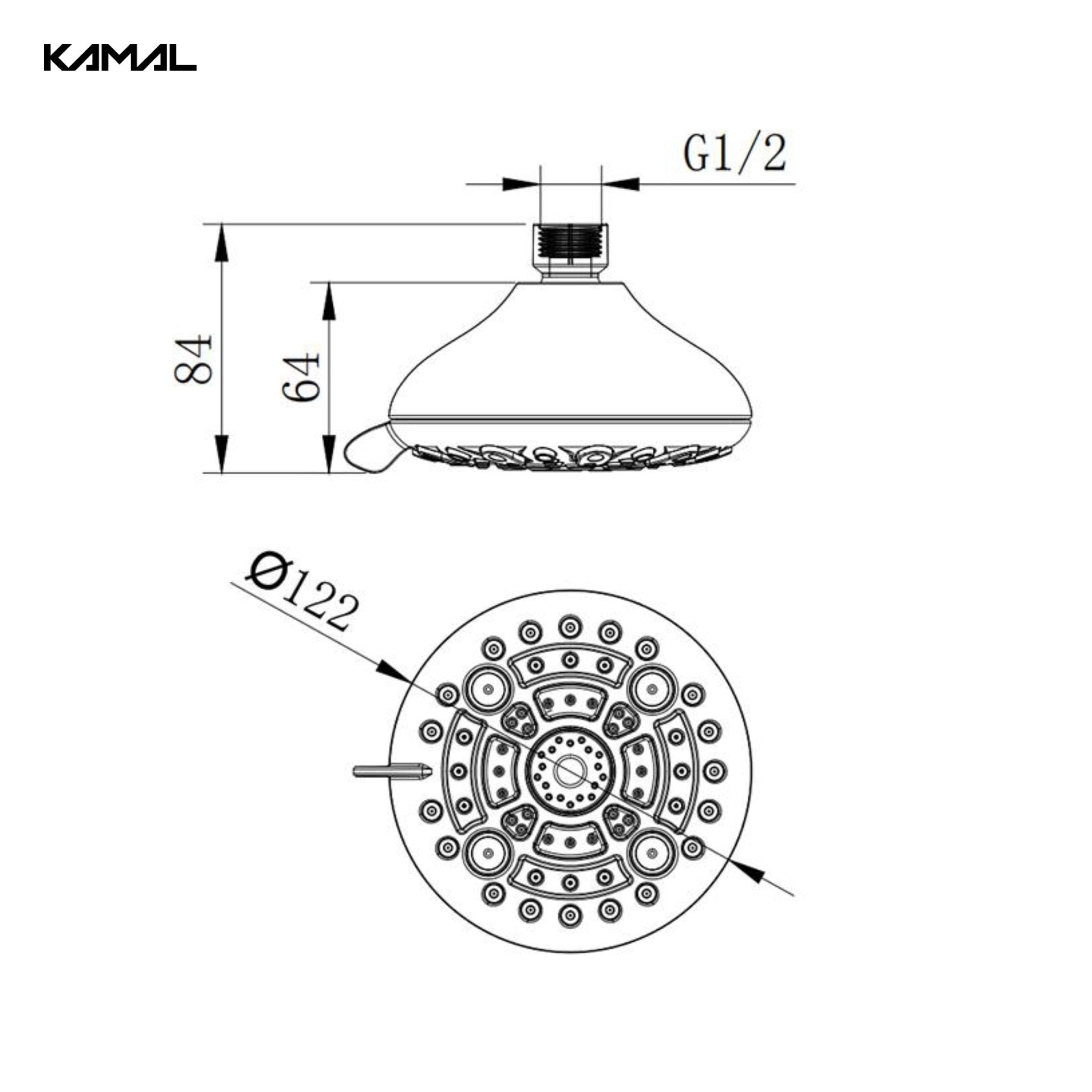 Premium Romano Overhead Shower 6 Spray Modes - by Kamal - Premium - Kamal Bathware