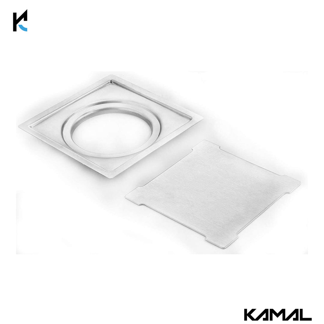 Premium Square Shower Water Drain Channel (SS 304 Grade) - by Kamal - Square - Kamal Bathware