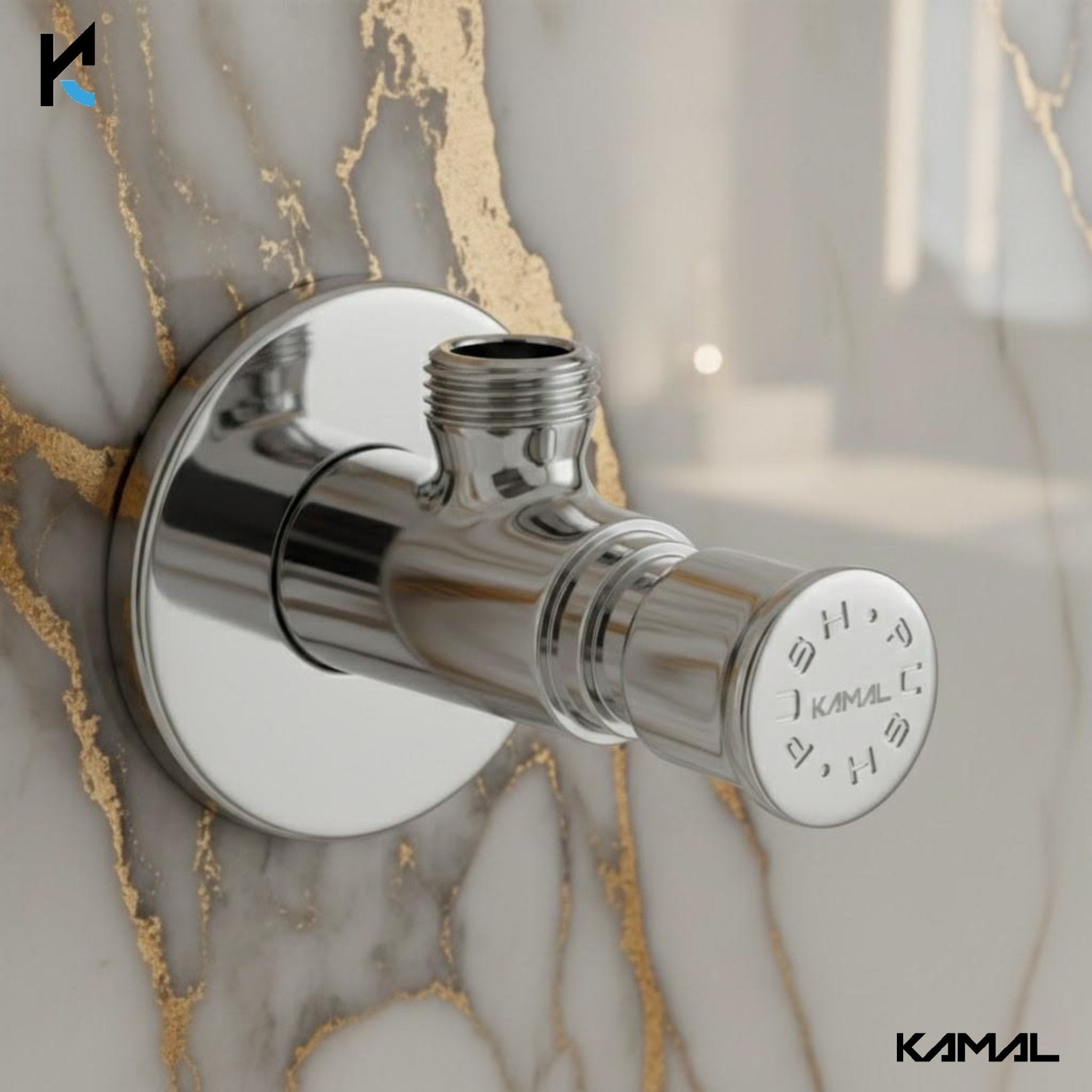 Push Angle Cock (Full Brass) - by Kamal - Faucets - Kamal Bathware