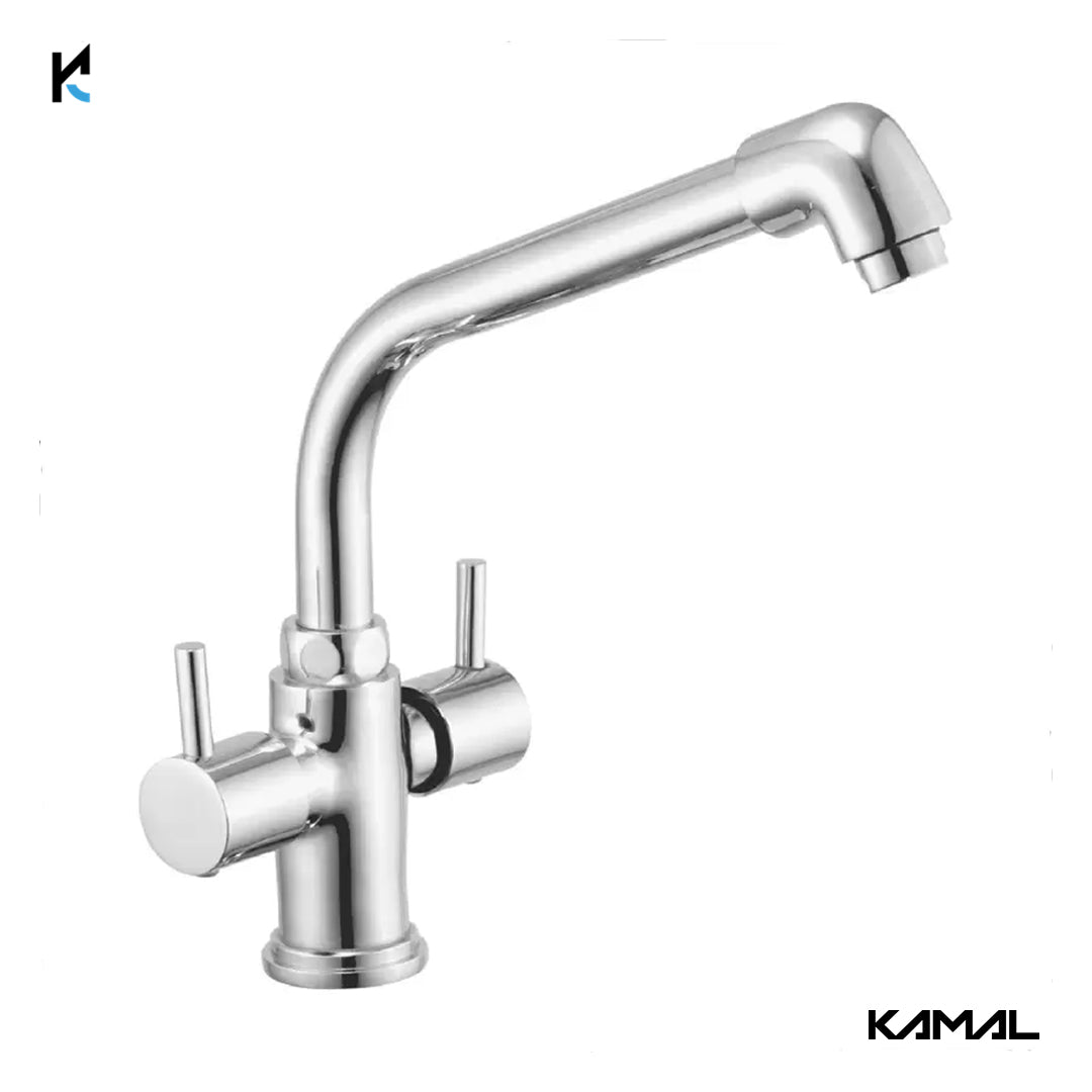 Robin Basin Mixer Tap for Centre Hole Extended Spout (Full Brass) - by Kamal - Robin - Kamal Bathware