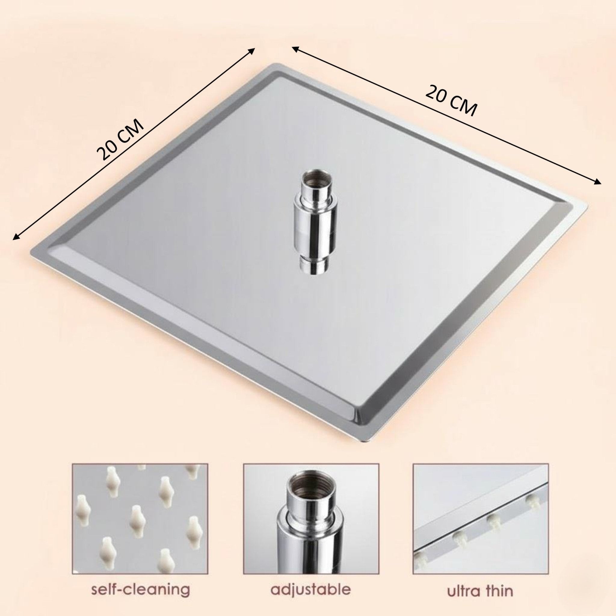 Square Ultra Slim Rain Shower (Only Showerhead) - by Kamal - Square Ultra Slim - Kamal Bathware