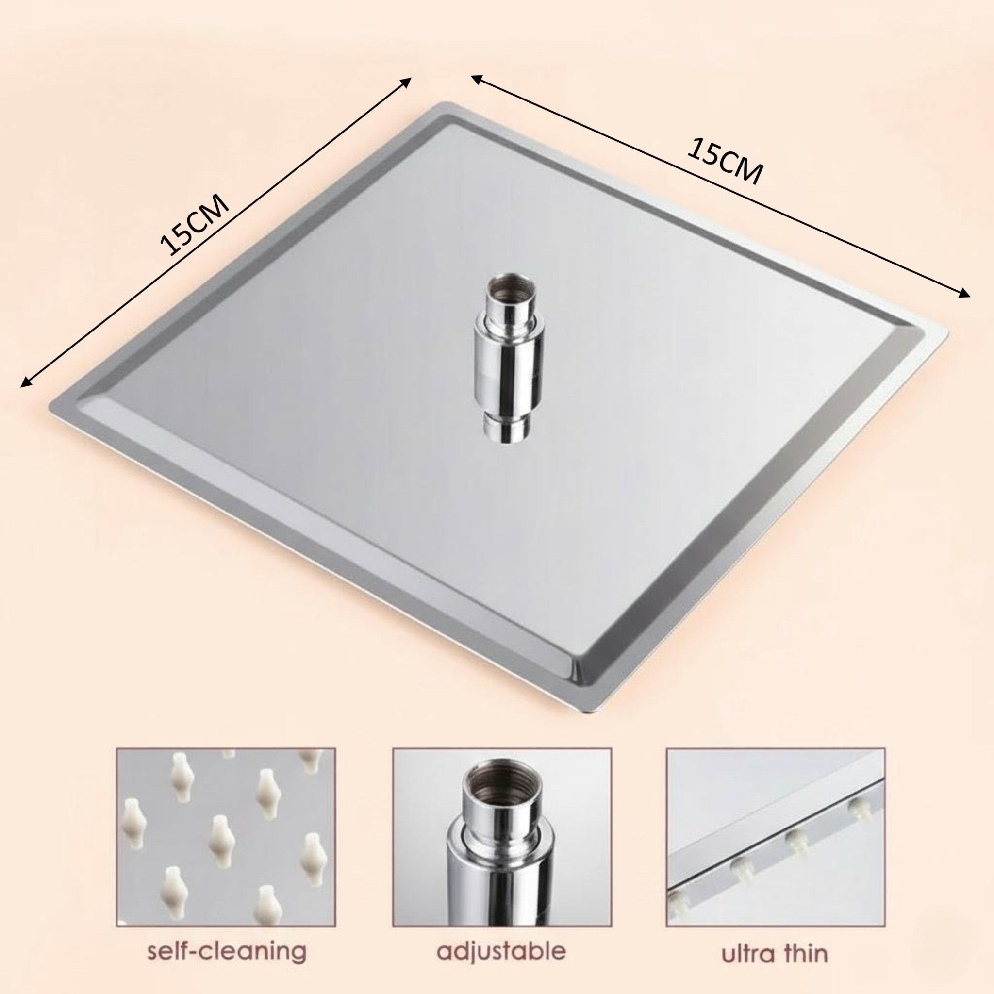 Square Ultra Slim Rain Shower (Only Showerhead) - by Kamal - Square Ultra Slim - Kamal Bathware